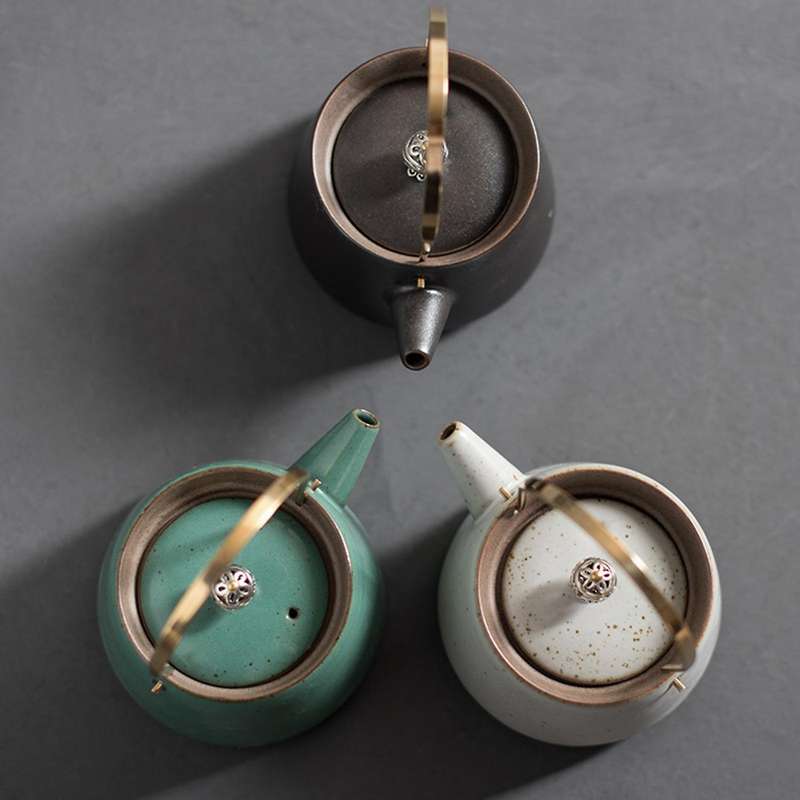 Retro Ceramic Teapot with Handle Pottery Home Japanese for Home C