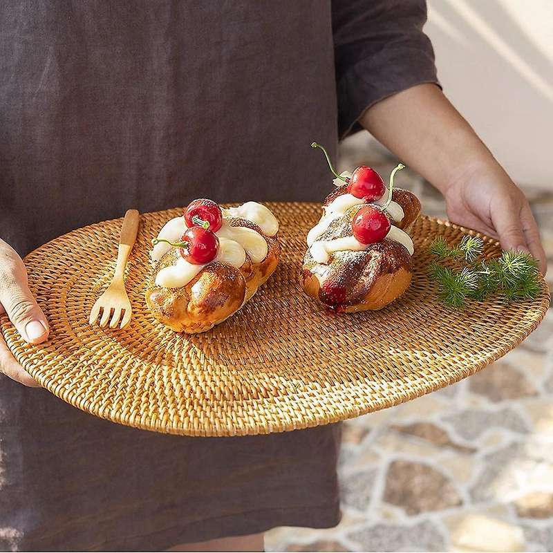 2 Pcs Oval Rattan Placemat,natural Rattan Hand-woven,tea Ceremony