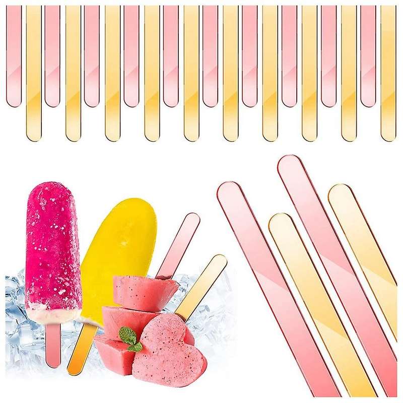 80 Pieces Acrylic Cakesicle Sticks 4.5 Inch Reusable (gold and Pink)