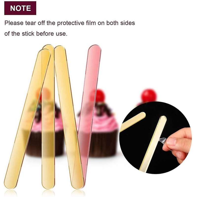 80 Pieces Acrylic Cakesicle Sticks 4.5 Inch Reusable (gold and Pink)