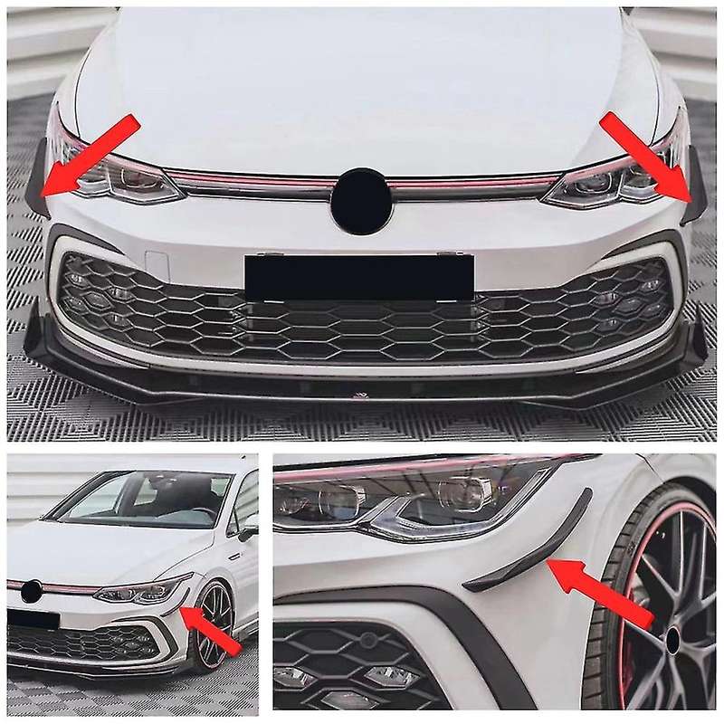 2pcs Car Bright Black Front Bumper Side Spoiler Splitter Wing For-vw