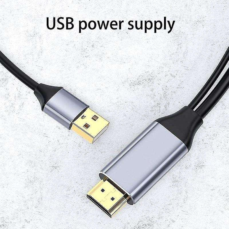 Hdmi-compatible to Dp Conversion Cable 4k 60hz with Usb Power Supply