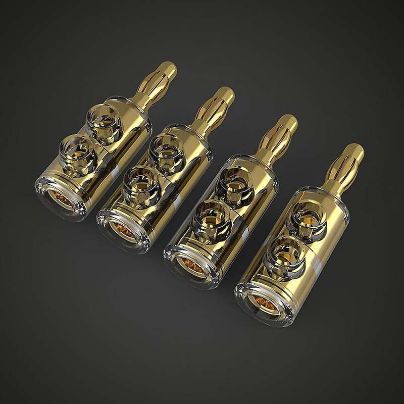 4 Pcs B553r Pure Copper Banana Head Solder-free Banana Plug, Gold