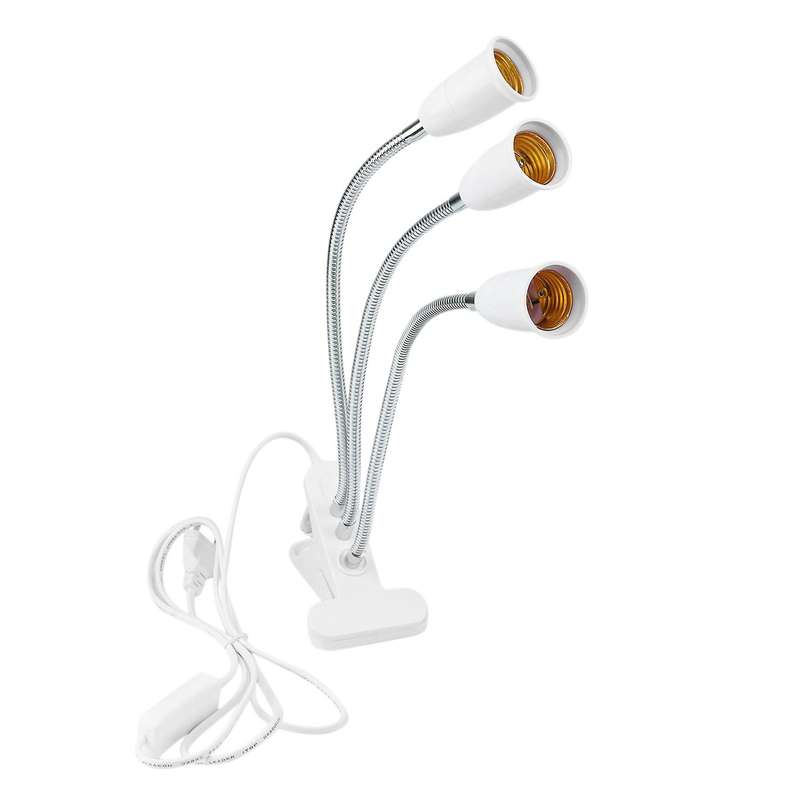 E27 Socket 3 Head Flexible Light Clip with On/off Switch, Eu Plug