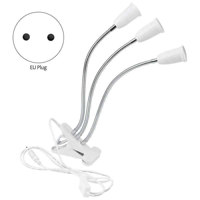 E27 Socket 3 Head Flexible Light Clip with On/off Switch, Eu Plug