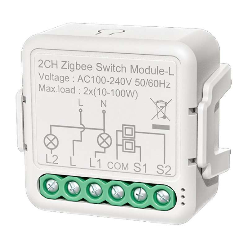 Tuya Zigbee Light Switch Module No Neutral Wire, 2 Way (2 Gang)