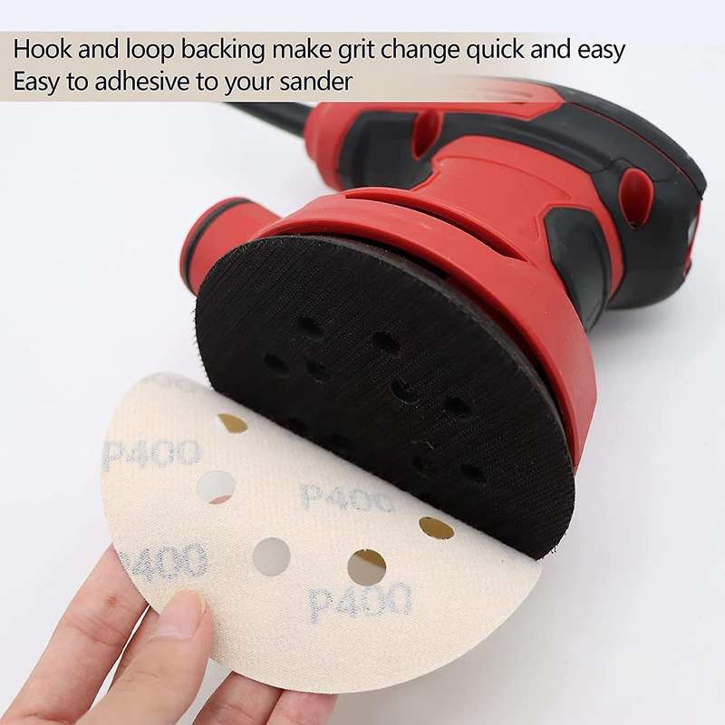100pcs Sanding Disc, 400 Grit 5 Inch Sanding Sheet, 8 Holes