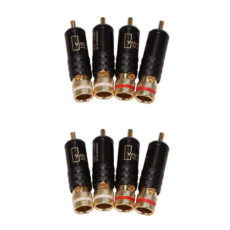 8pcs Rca Locking Plugs Audio Video Connectors