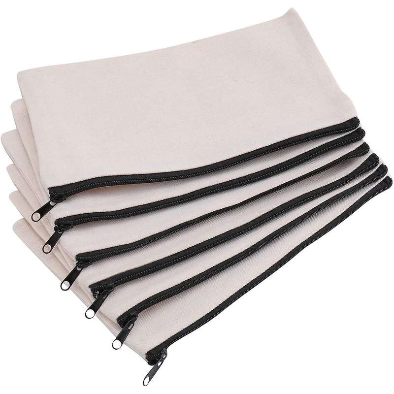 32pcs Canvas Zipper Bag Pencil Case Cosmetic Bag Blank Bag Diy Craft