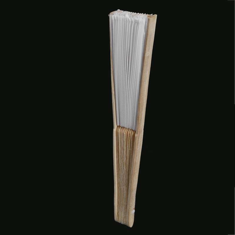 10 Pcs 21cm White Color Fabric Hand Fan, Silk Hand Fan Wedding Party