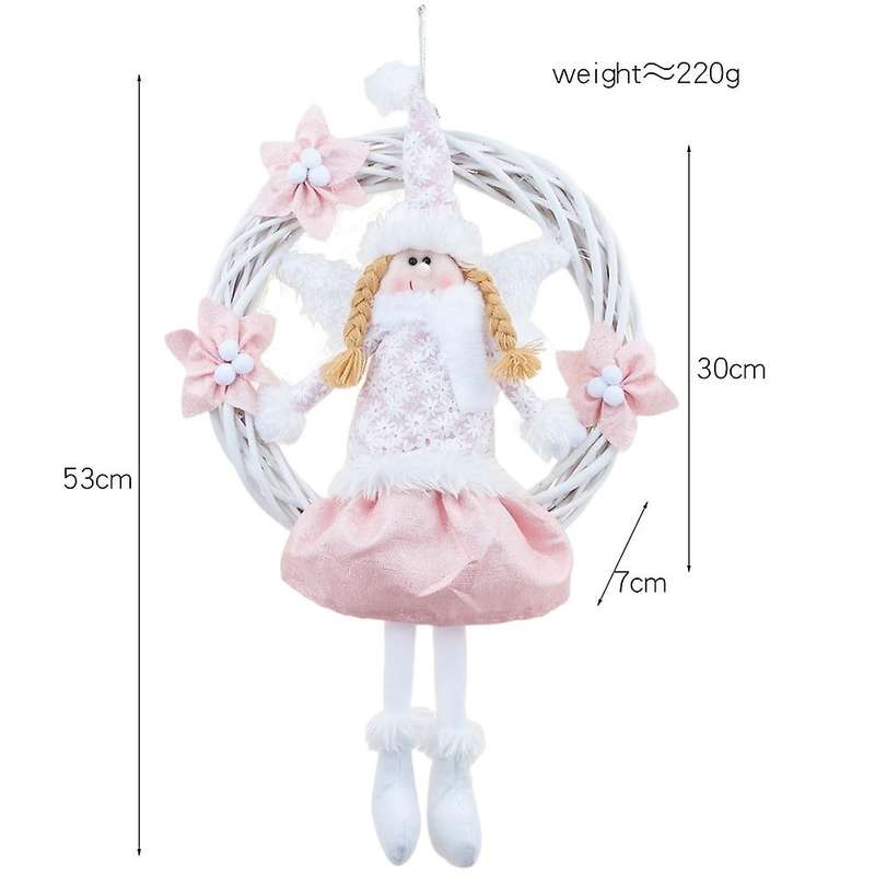 Christmas White Angel Wreath Pink Door Hanging Christmas Pendant B