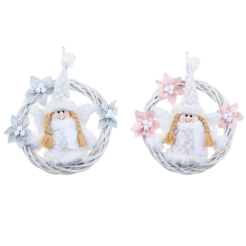 Christmas White Angel Wreath Pink Door Hanging Christmas Pendant B