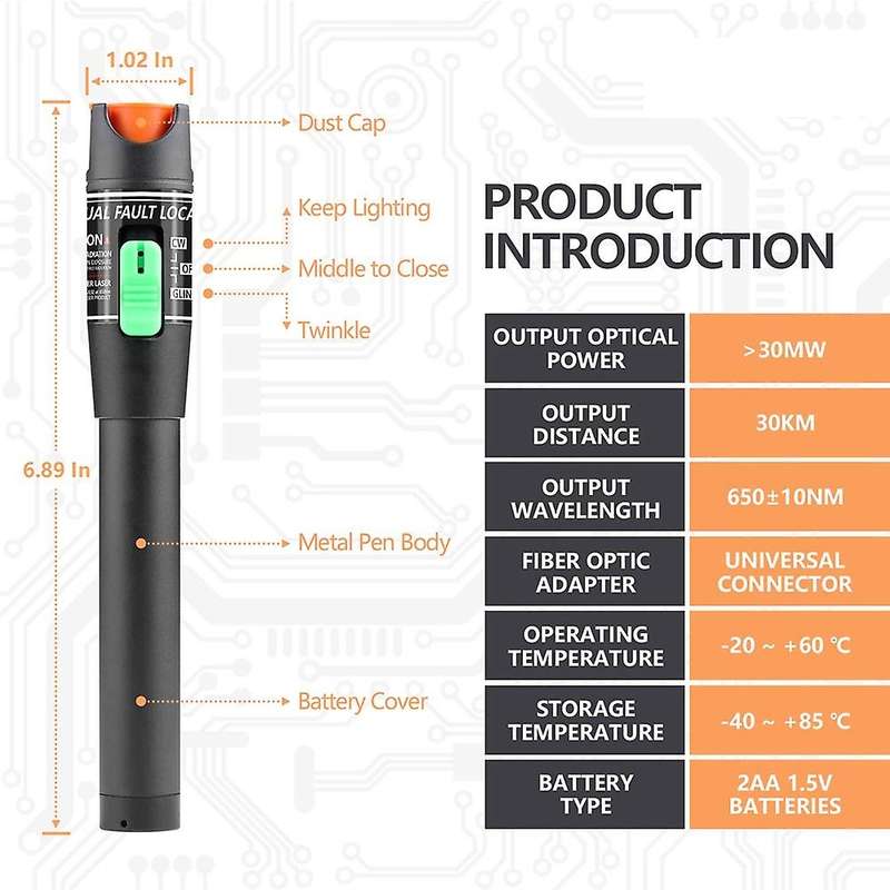 30mw Optic Fiber Cable Tester with Fc Male to Lc Female Adapter, 30km