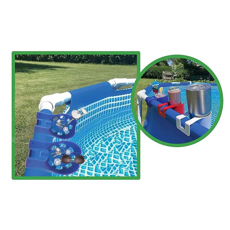 4 Pack Poolside Cup Holder Above Ground Pool No Spill Holder (blue)