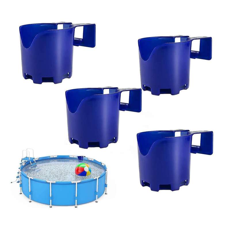 4 Pack Poolside Cup Holder Above Ground Pool No Spill Holder (blue)