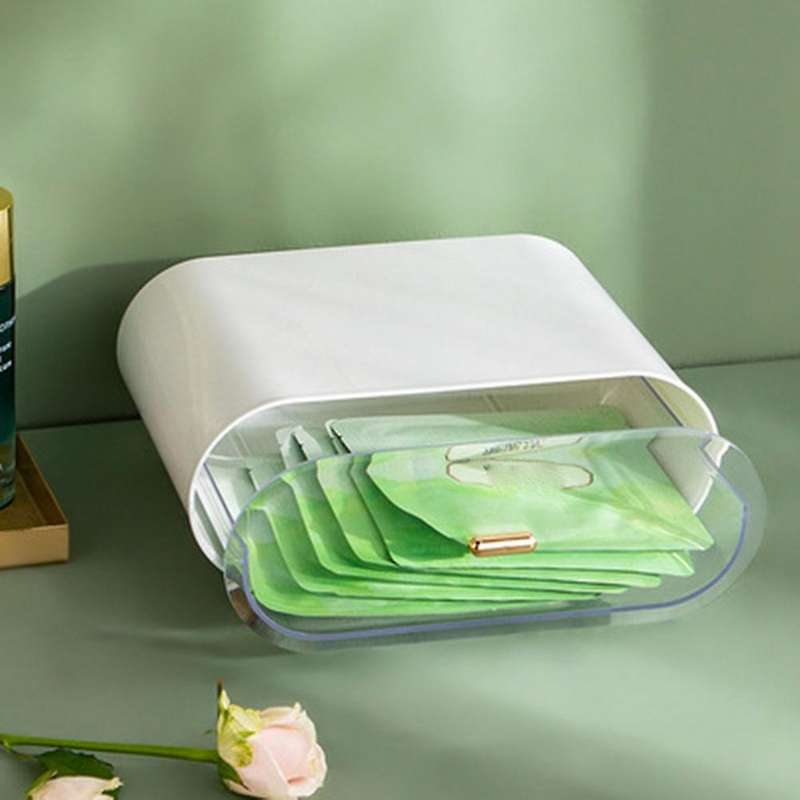 Multifunctional Drawer Type Facial Mask Storage Box Dust-proof(white)