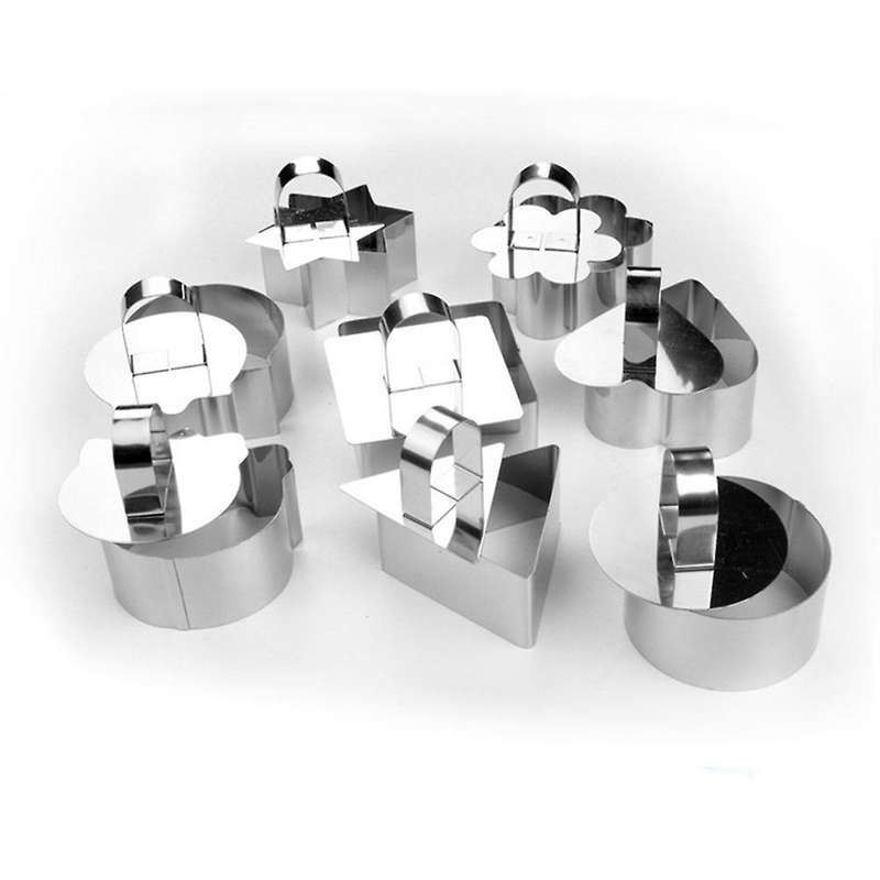 Stainless Steel Cake Rings, 8 Pcs Rings Set, with Pusher Cake Mold