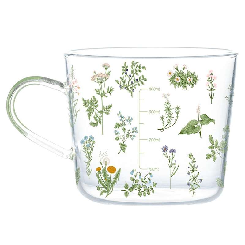 Grass Pattern Borosilicate Glass Milk Coffee Cup Drinkware Gift A