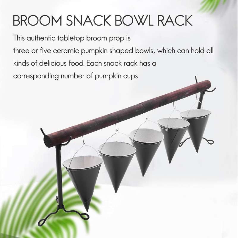 Halloween Witch Hat Broom Snack Bowl Rack Removable Organizer -b