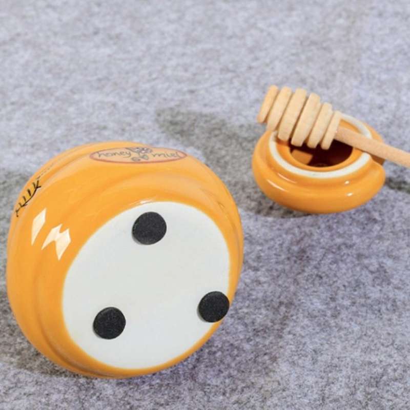 Ceramic Beehive Honey Pot and Wooden Dipper Honey Jar with Lid Honey