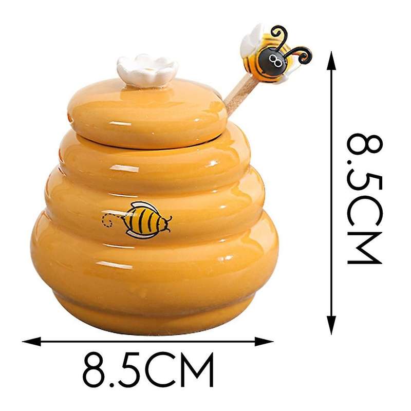 Ceramic Beehive Honey Pot and Wooden Dipper Honey Jar with Lid Honey