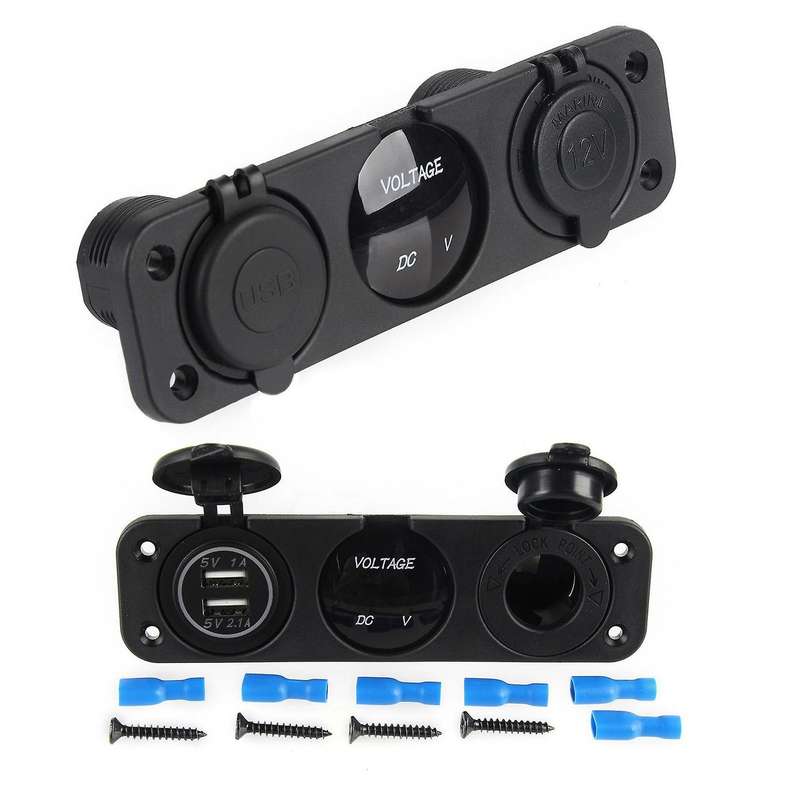 2x 12v Dual Port Usb Charger Socket Car Boat Blue Panel Outlet