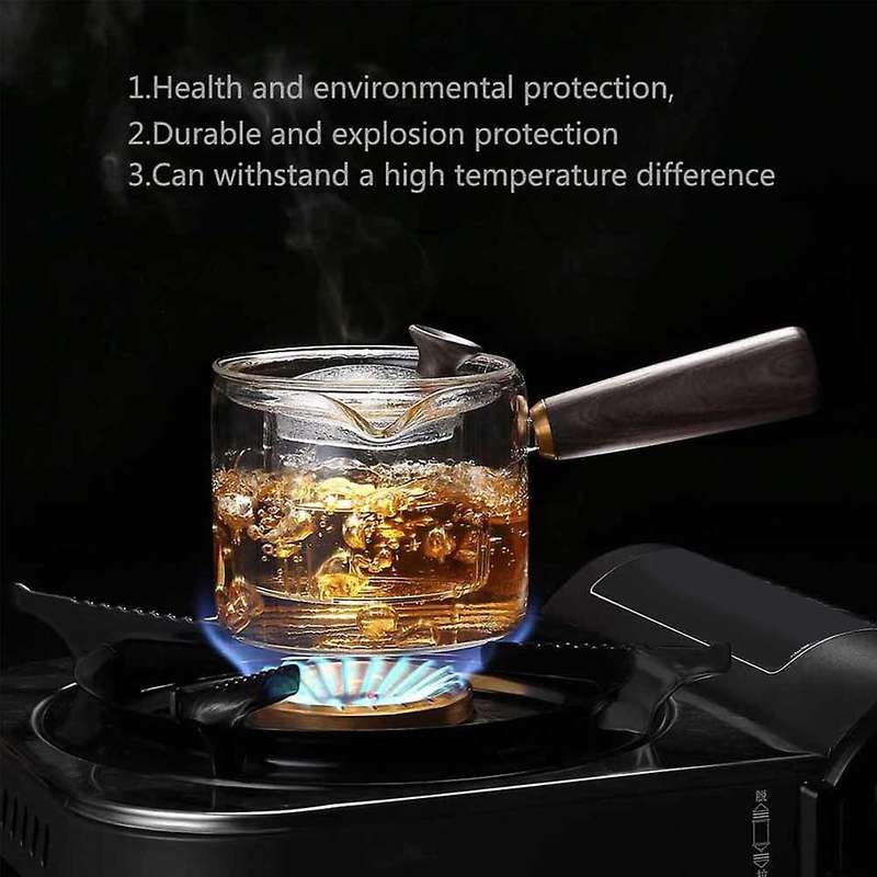 Glass Steaming Teapot Heat-resistant Wooden Handle Tea Steamer