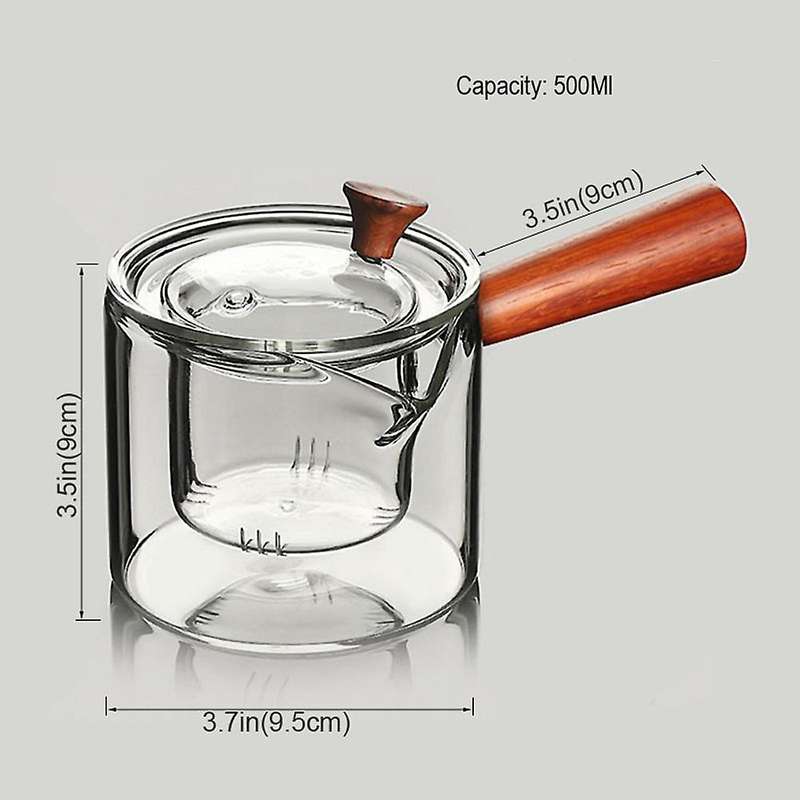 Glass Steaming Teapot Heat-resistant Wooden Handle Tea Steamer