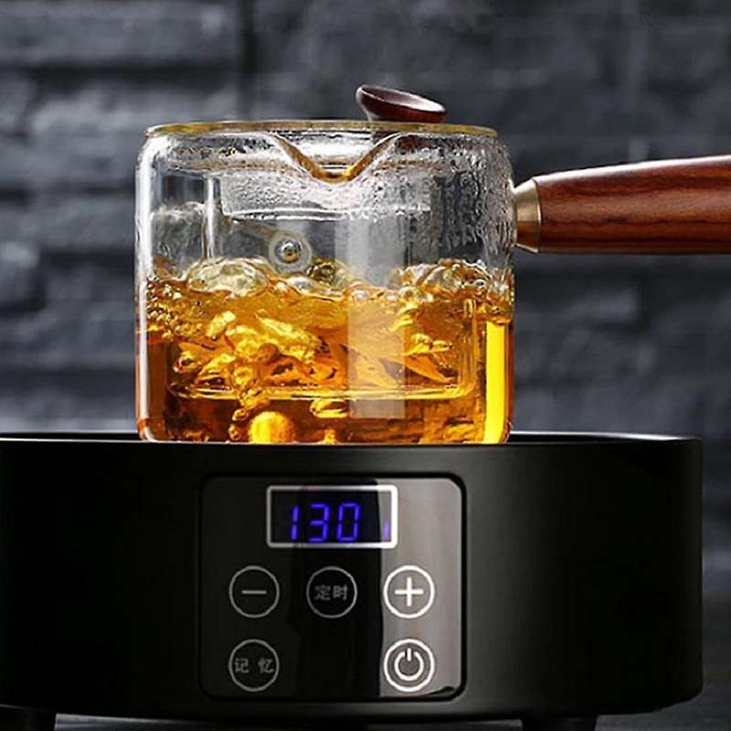 Glass Steaming Teapot Heat-resistant Wooden Handle Tea Steamer