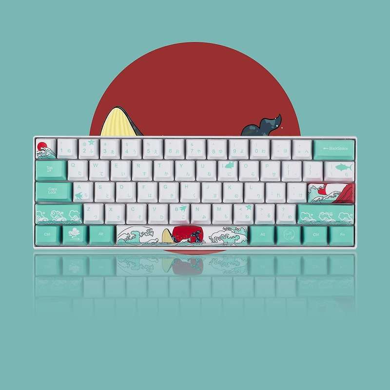 60% Pbt Keycaps Set Profile for Mx Switches (coral Sea Japanese)