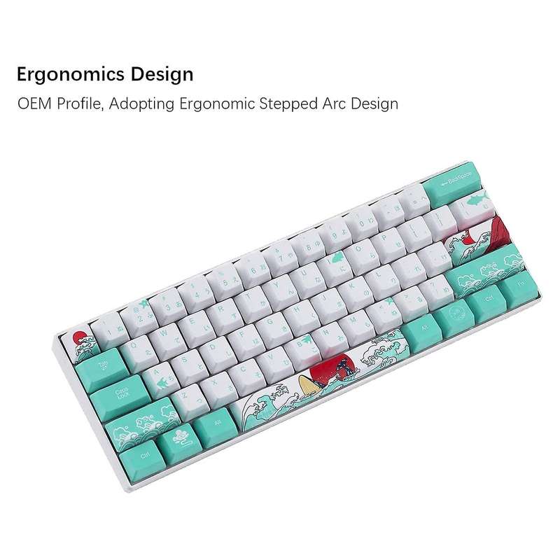 60% Pbt Keycaps Set Profile for Mx Switches (coral Sea Japanese)