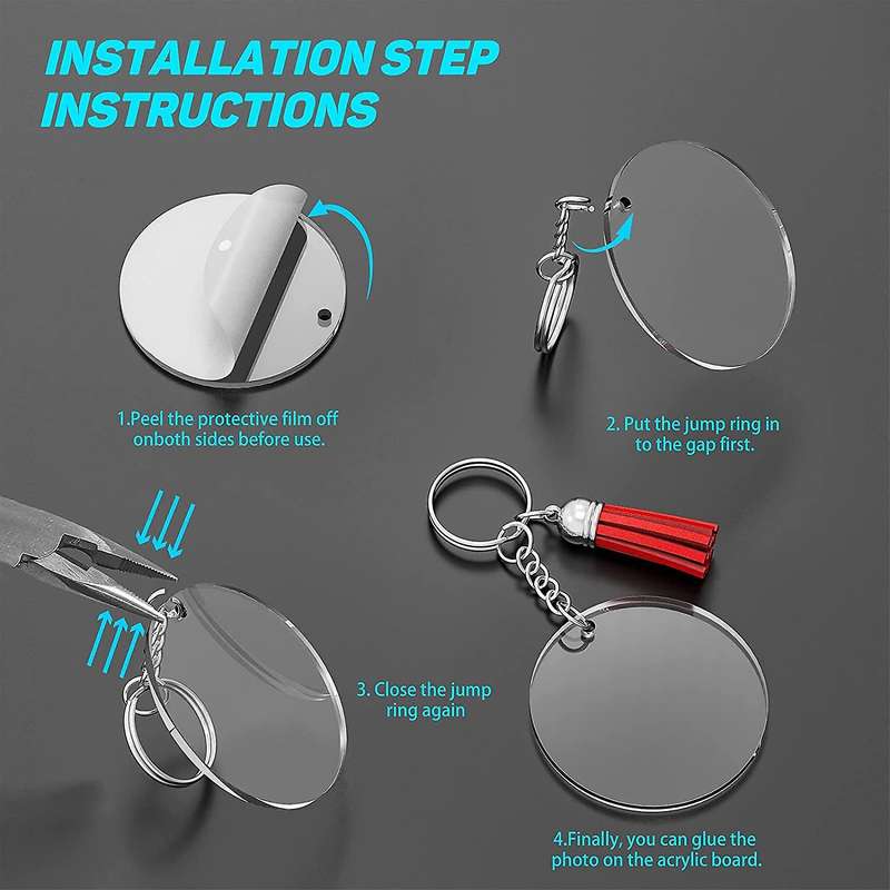2 Inches Round Acrylic Keychain Blanks Clear Acrylic Circles Discs