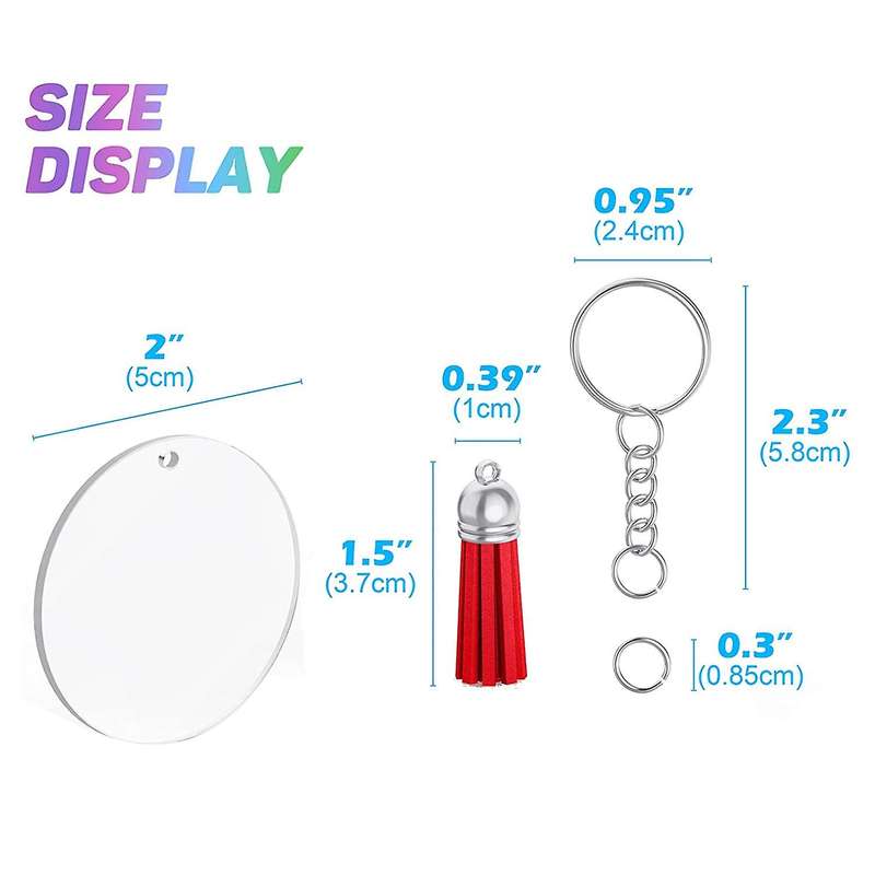2 Inches Round Acrylic Keychain Blanks Clear Acrylic Circles Discs