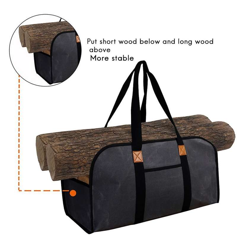 Firewood Log Carrier Large Canvas Carrier Fire Wood Bag(brown)
