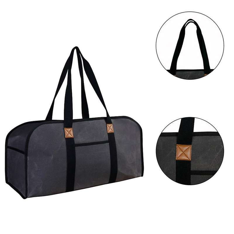 Firewood Log Carrier Large Canvas Carrier Fire Wood Bag(brown)