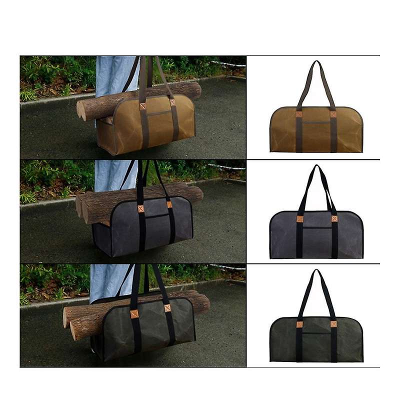 Firewood Log Carrier Large Canvas Carrier Fire Wood Bag(brown)