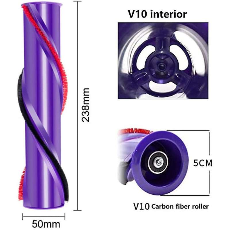 Brush Roller for Dyson V10 Vacuum Cleaner, Compared to Part 969569-01