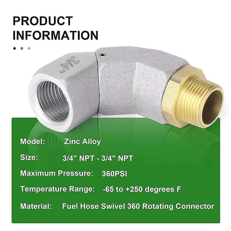 Fuel Hose Swivel 360 Rotating Connector for Fuel Nozzle 3/4 Inch
