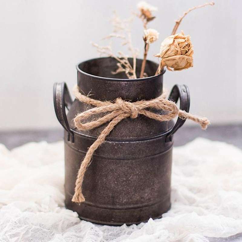 2pcs Flower Bucket Retro Iron Bucket Flower Pot Vase for Home Garden