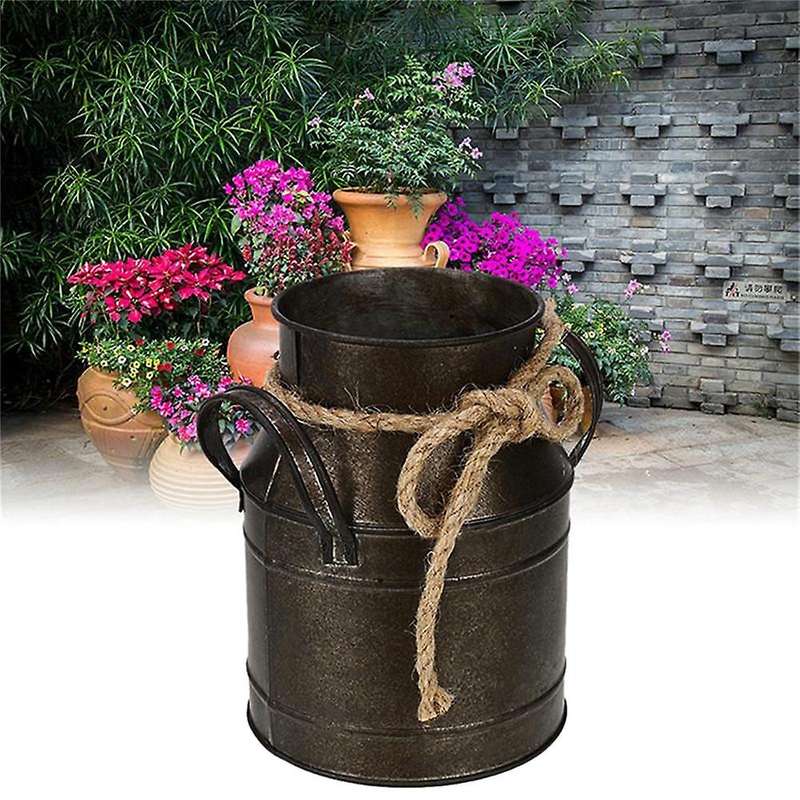 2pcs Flower Bucket Retro Iron Bucket Flower Pot Vase for Home Garden