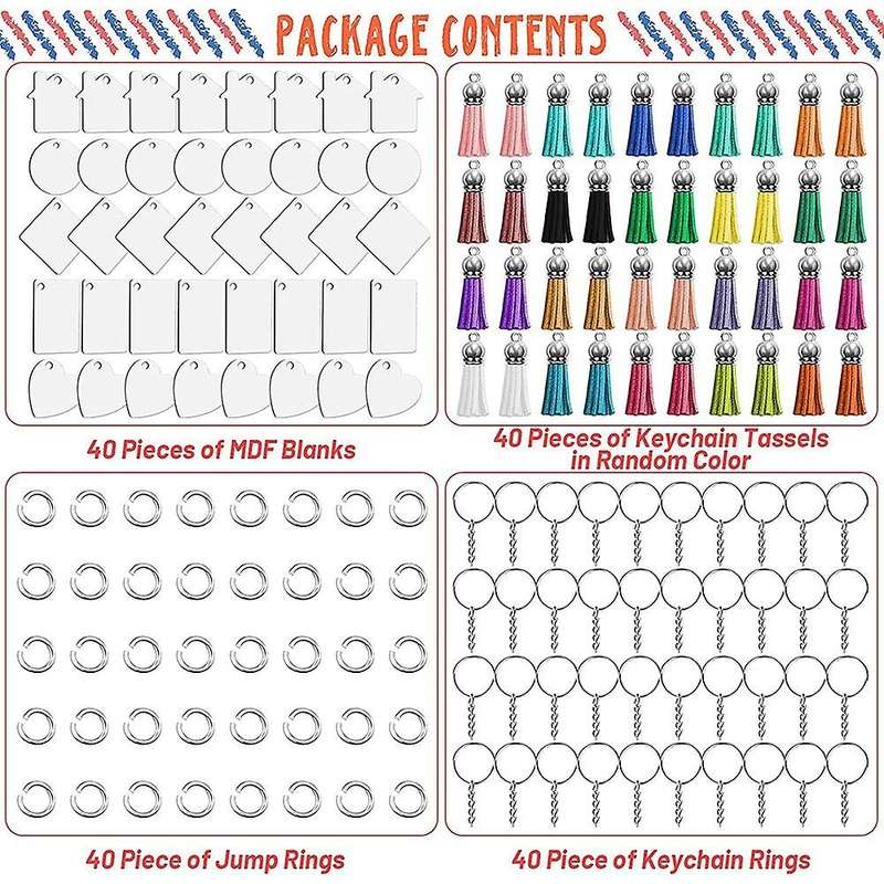 160 Pcs Sublimation Ornament Blanks,mdf Keychain Boards Diy Supplies