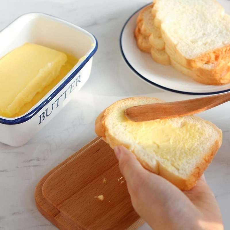 Butter Box with Wood Lid Food Dish Ceramic Cheese for Kitchen Tool