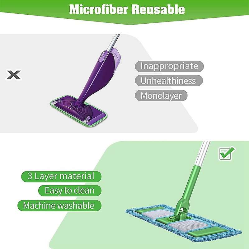 6pcs Reusable Microfiber Mop Pads Compatible for Swiffer Sweeper Mops
