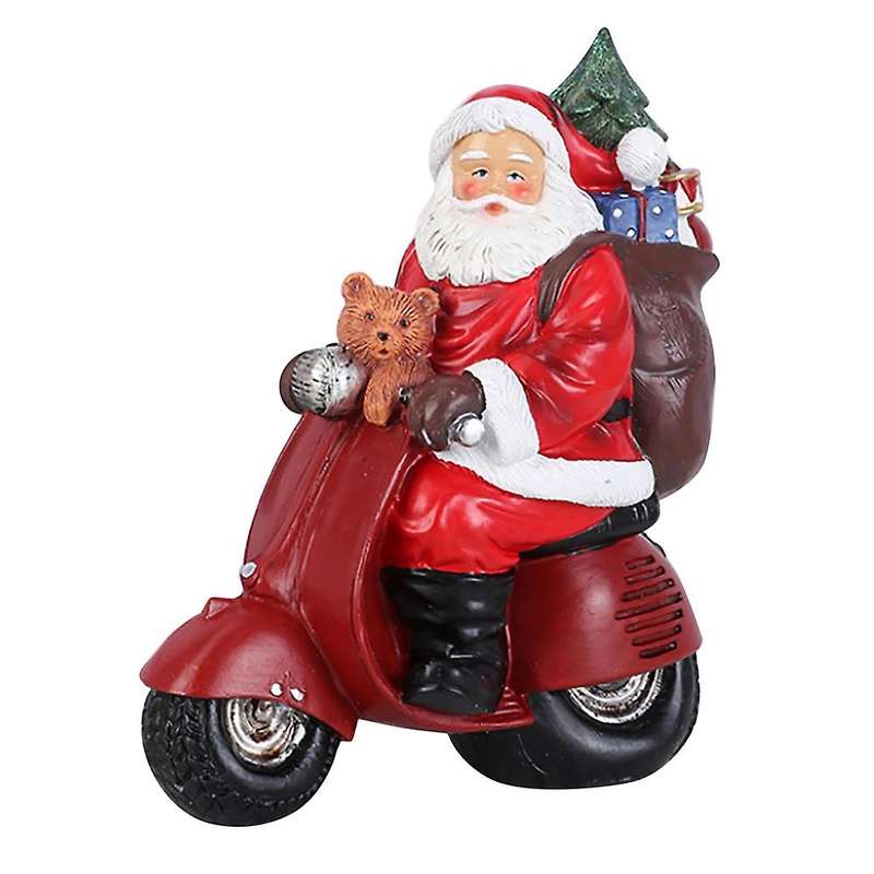 1pcs Santa Claus Driving Sculpture Statue Resin Christmas Doll B