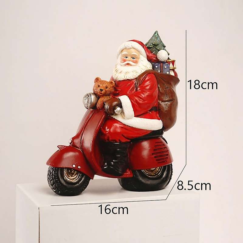 1pcs Santa Claus Driving Sculpture Statue Resin Christmas Doll B