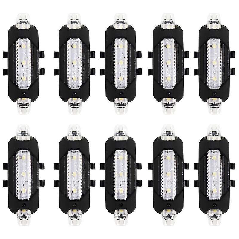 10 Pcs Usb Rechargeable Strobe Warning Light for Car Bike Motorcycle