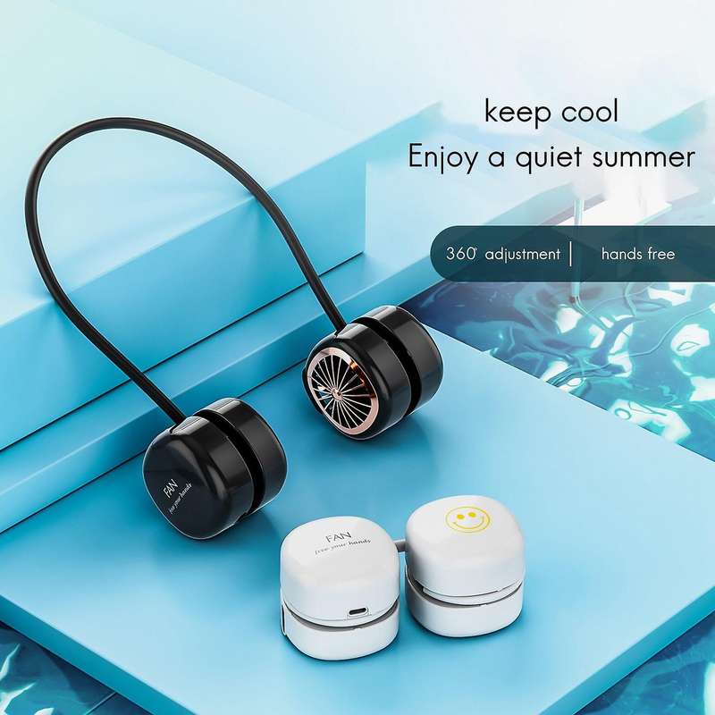 Usb Charging 3-speed Usb Hanging Neck Bladeless Adjustable Fan Blue