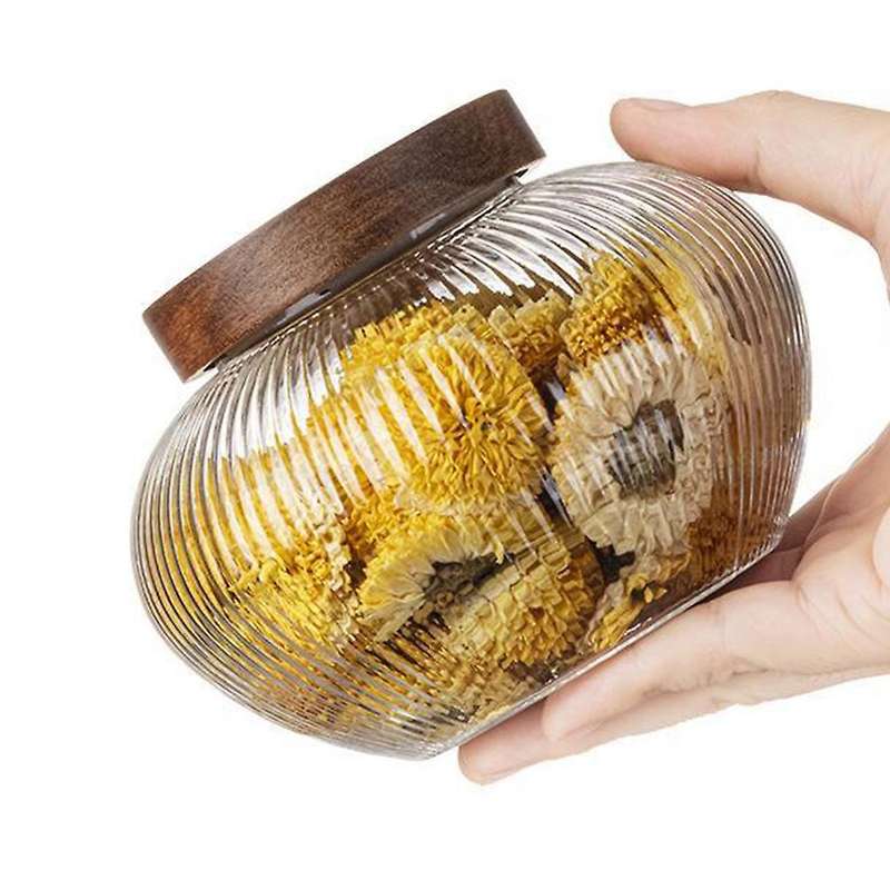 2 Pack Glass Jars Set, Spice Jars with Bamboo Lids, Clear Glass Food