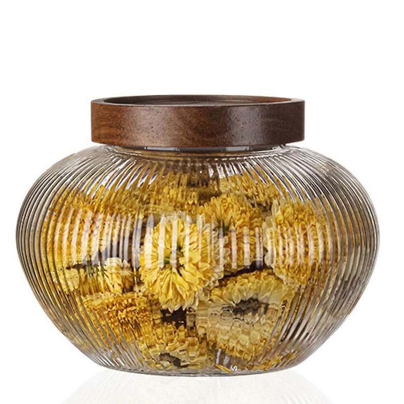 2 Pack Glass Jars Set, Spice Jars with Bamboo Lids, Clear Glass Food