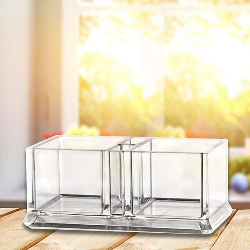 2x 2 Lattices Clear Tea Bags Coffee Acrylic Storage Case 15x8x6cm